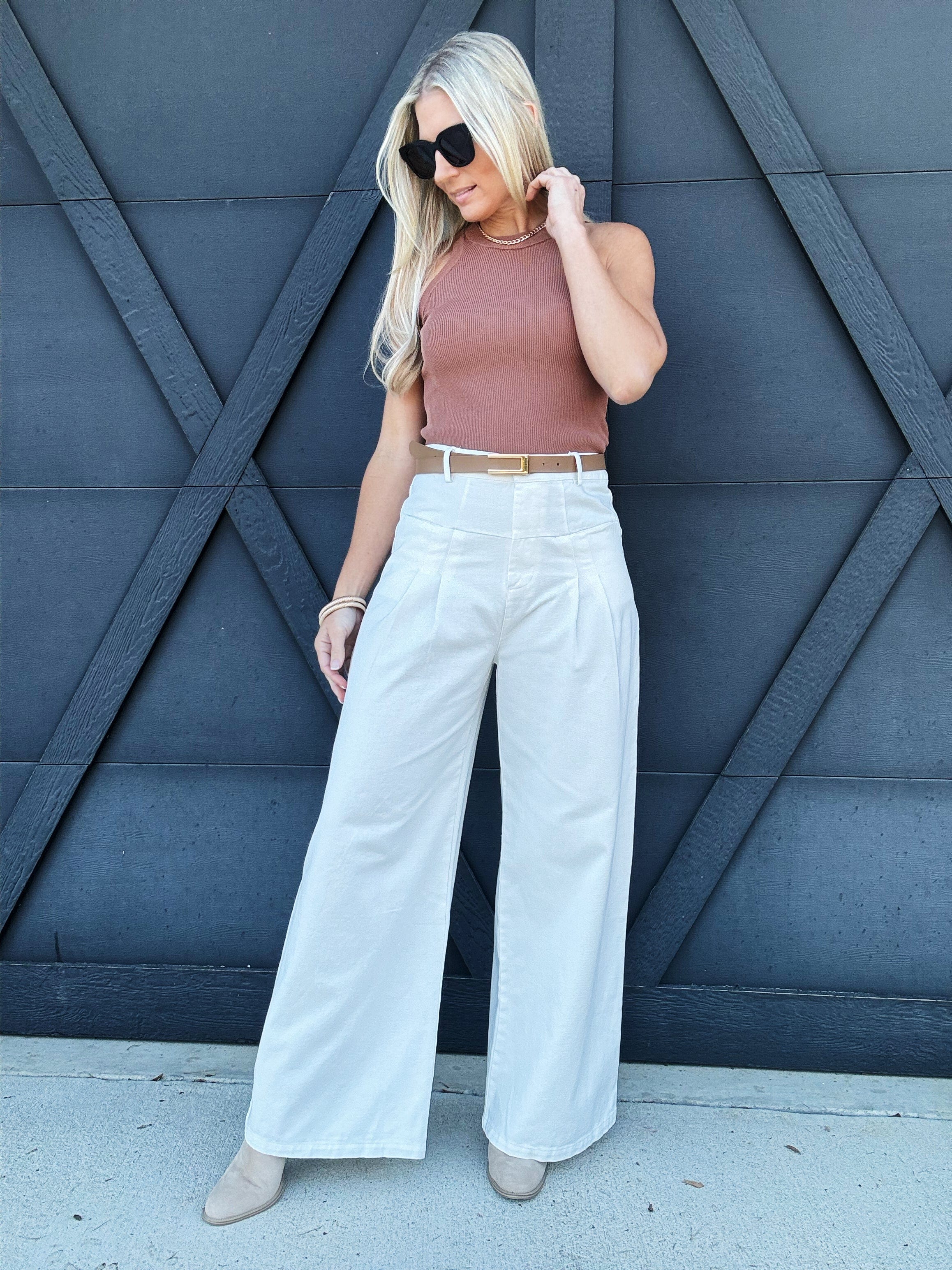 Cotton Wide Pants In White - Infinity Raine