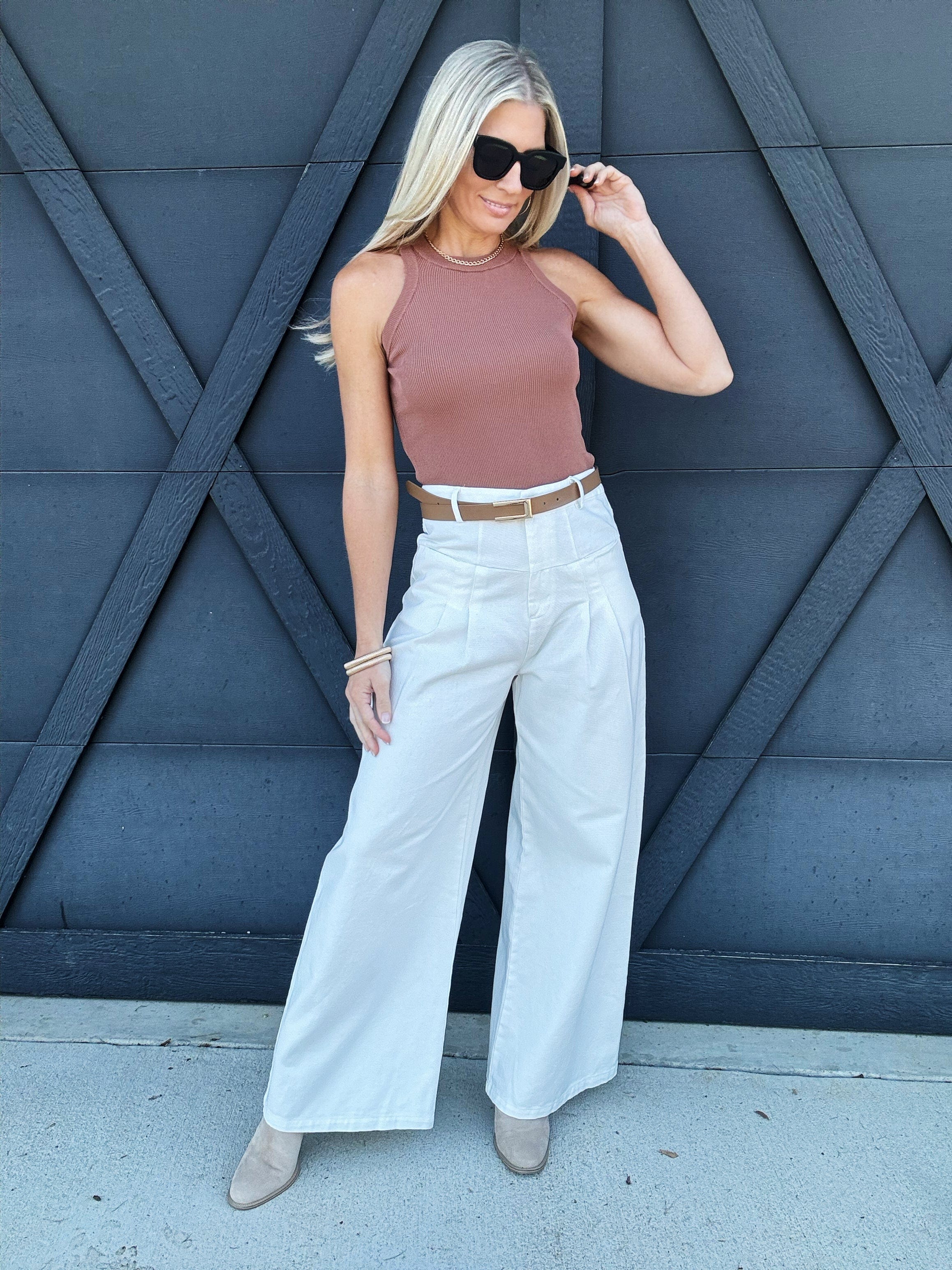 Cotton Wide Pants In White - Infinity Raine