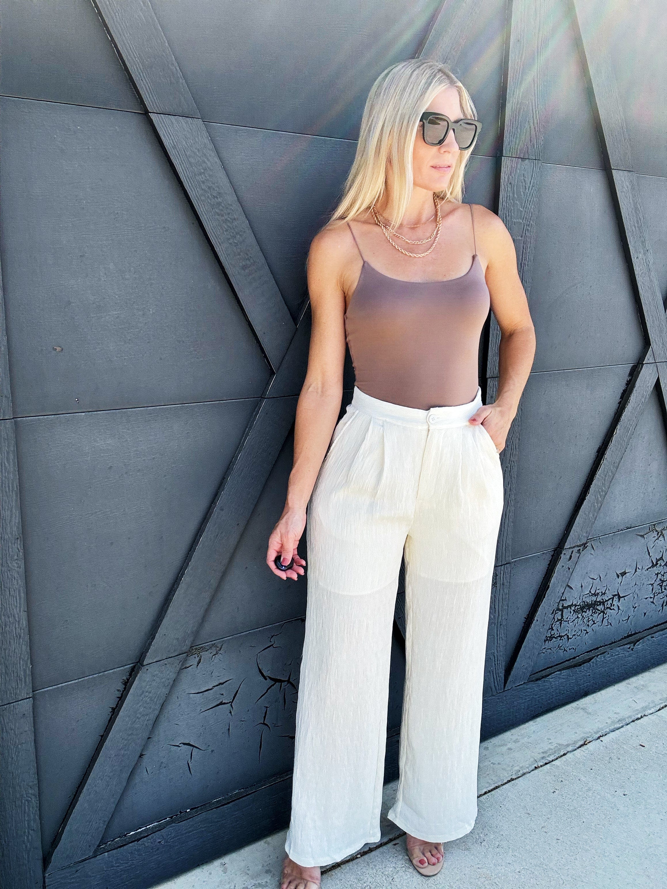 Pleat Pant In Cream - Infinity Raine