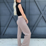 Stripe Knit Banding Pants In Taupe - Infinity Raine