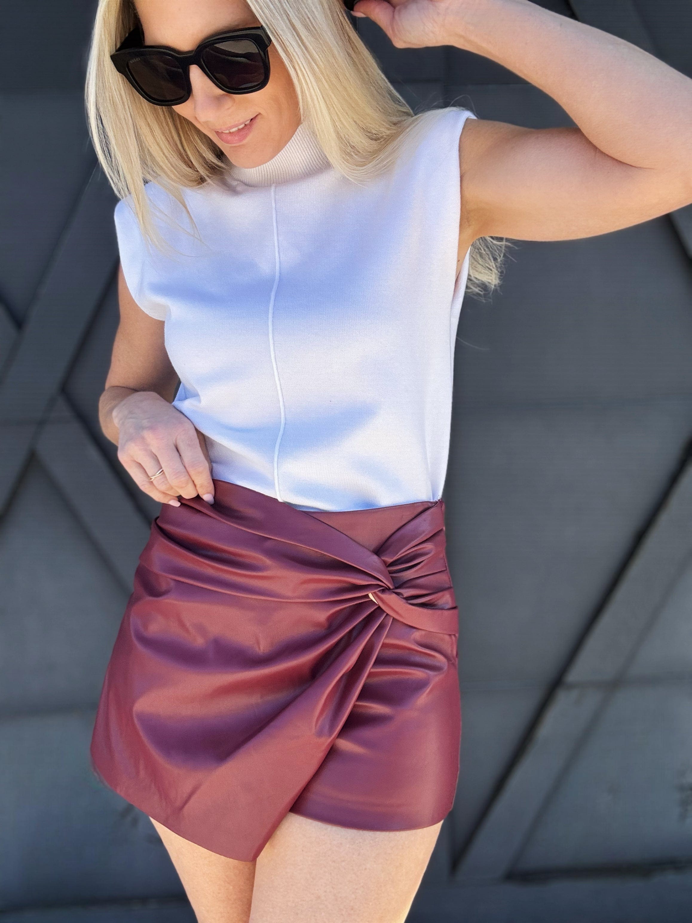 Front Twisted Skort In Berry - Infinity Raine