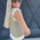 Striped Sleeveless Knit Top In Olive - Infinity Raine