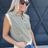 Striped Sleeveless Knit Top In Olive - Infinity Raine