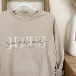 Give Me Jesus Embroidered Sweatshirt In Sand - Infinity Raine