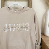 Give Me Jesus Embroidered Sweatshirt In Sand - Infinity Raine