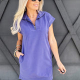 Half Zip Mini Dress In Dusty Indigo - Infinity Raine