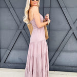 Strapless Tiered Maxi Dress In Mauve - Infinity Raine