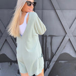 Casual V-Back Short Sleeve Romper In Sage - Infinity Raine