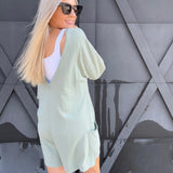 Casual V-Back Short Sleeve Romper In Sage - Infinity Raine