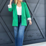 Spring Vibes Open Front Blazer In Green - Infinity Raine