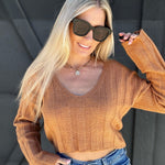 HYFVE Inc. Tops - Sweaters Cropped Sweater Top In Camel