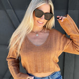 HYFVE Inc. Tops - Sweaters Cropped Sweater Top In Camel