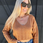 HYFVE Inc. Tops - Sweaters Cropped Sweater Top In Camel