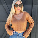 HYFVE Inc. Tops - Sweaters Cropped Sweater Top In Camel