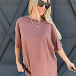 Oversized Washed Cotton T-Shirt In Chestnut - Infinity Raine