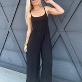 Scoop Neck Wide Leg Jumpsuit In Black - Infinity Raine