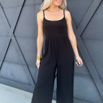 Scoop Neck Wide Leg Jumpsuit In Black - Infinity Raine