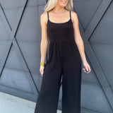 Scoop Neck Wide Leg Jumpsuit In Black - Infinity Raine