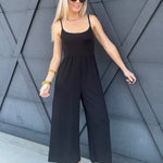 Scoop Neck Wide Leg Jumpsuit In Black - Infinity Raine