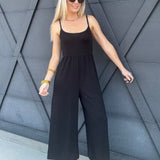 Scoop Neck Wide Leg Jumpsuit In Black - Infinity Raine