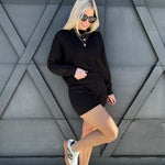 Sweater And Shorts Cozy Set In Black - Infinity Raine