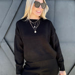 Sweater And Shorts Cozy Set In Black - Infinity Raine