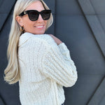 Boucle Collared Sweater In Cream - Infinity Raine