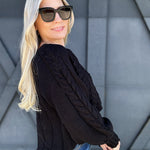 Cable Knit Sweater In Black - Infinity Raine