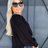 Cable Knit Sweater In Black - Infinity Raine