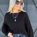 Cable Knit Sweater In Black - Infinity Raine