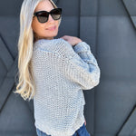 Oversized Cable Knit Sweater In Heather Grey - Infinity Raine