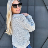 Oversized Cable Knit Sweater In Heather Grey - Infinity Raine