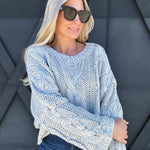 Oversized Cable Knit Sweater In Heather Grey - Infinity Raine