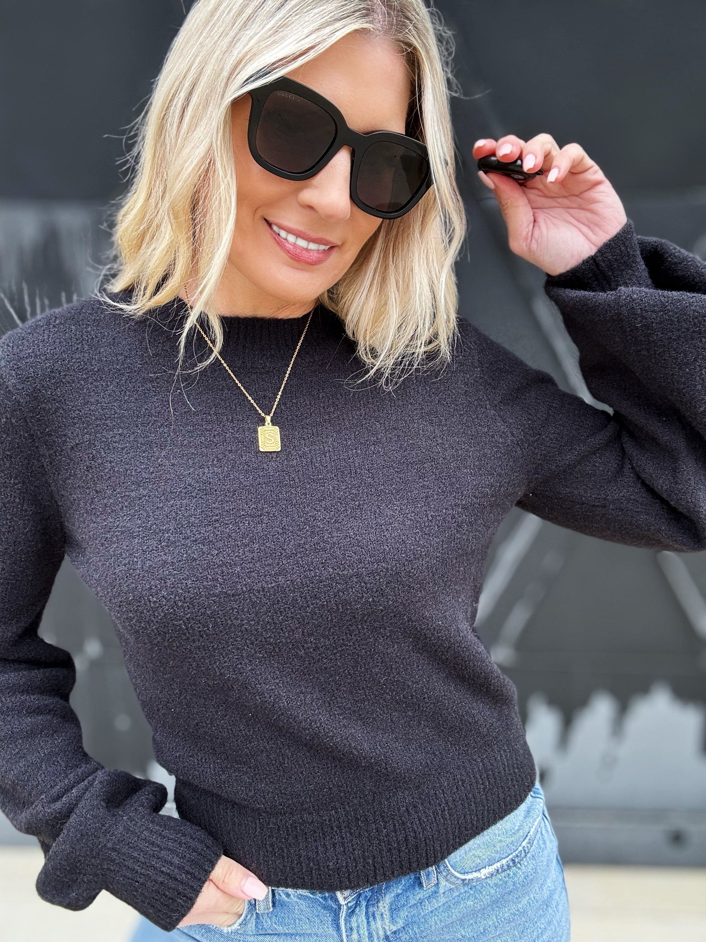 Ride On By Cropped Sweater In Black - Infinity Raine