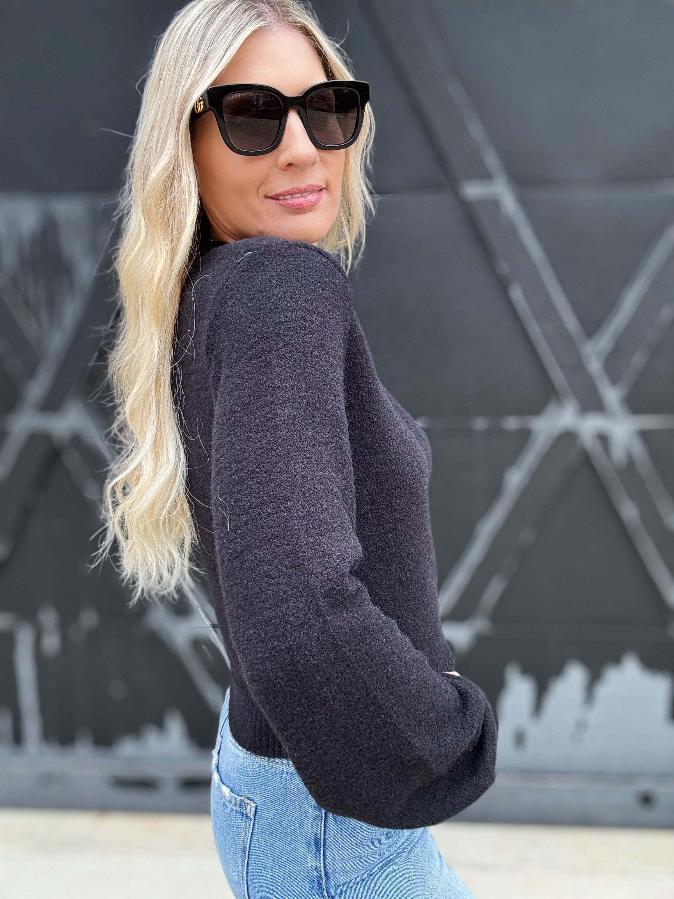 Ride On By Cropped Sweater In Black - Infinity Raine