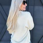 Soft knit Collared Sweater In Cream - Infinity Raine