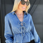 Drop Waist Top In Washed Denim - Infinity Raine