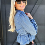 Drop Waist Top In Washed Denim - Infinity Raine