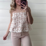 idem ditto Tops - Tanks Lace Shoulder Tie Top In Dusty Peach