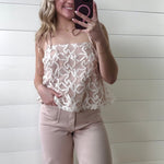 idem ditto Tops - Tanks Lace Shoulder Tie Top In Dusty Peach