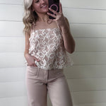 idem ditto Tops - Tanks Lace Shoulder Tie Top In Dusty Peach