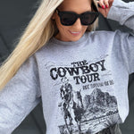 Cowboy Tour Sweatshirt In Heather Grey - Infinity Raine