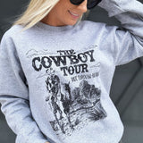 Cowboy Tour Sweatshirt In Heather Grey - Infinity Raine