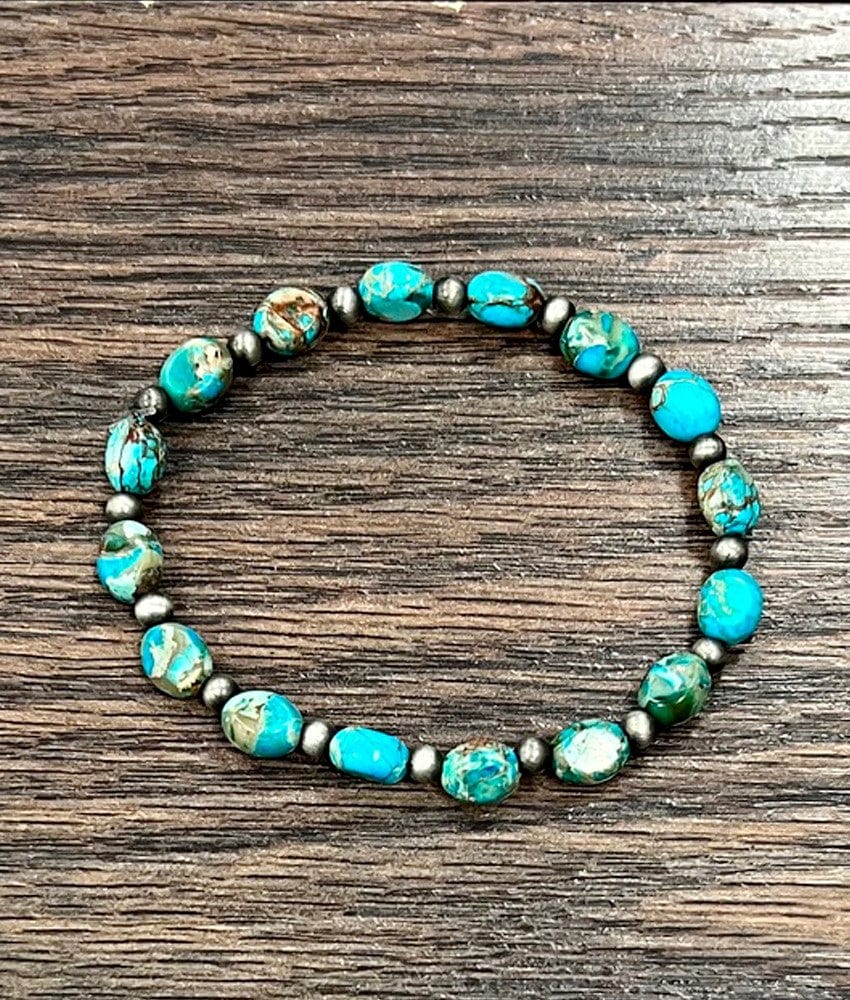 Gemstone Stretch Bracelet In Turquoise - Infinity Raine