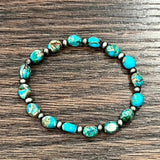 Gemstone Stretch Bracelet In Turquoise - Infinity Raine