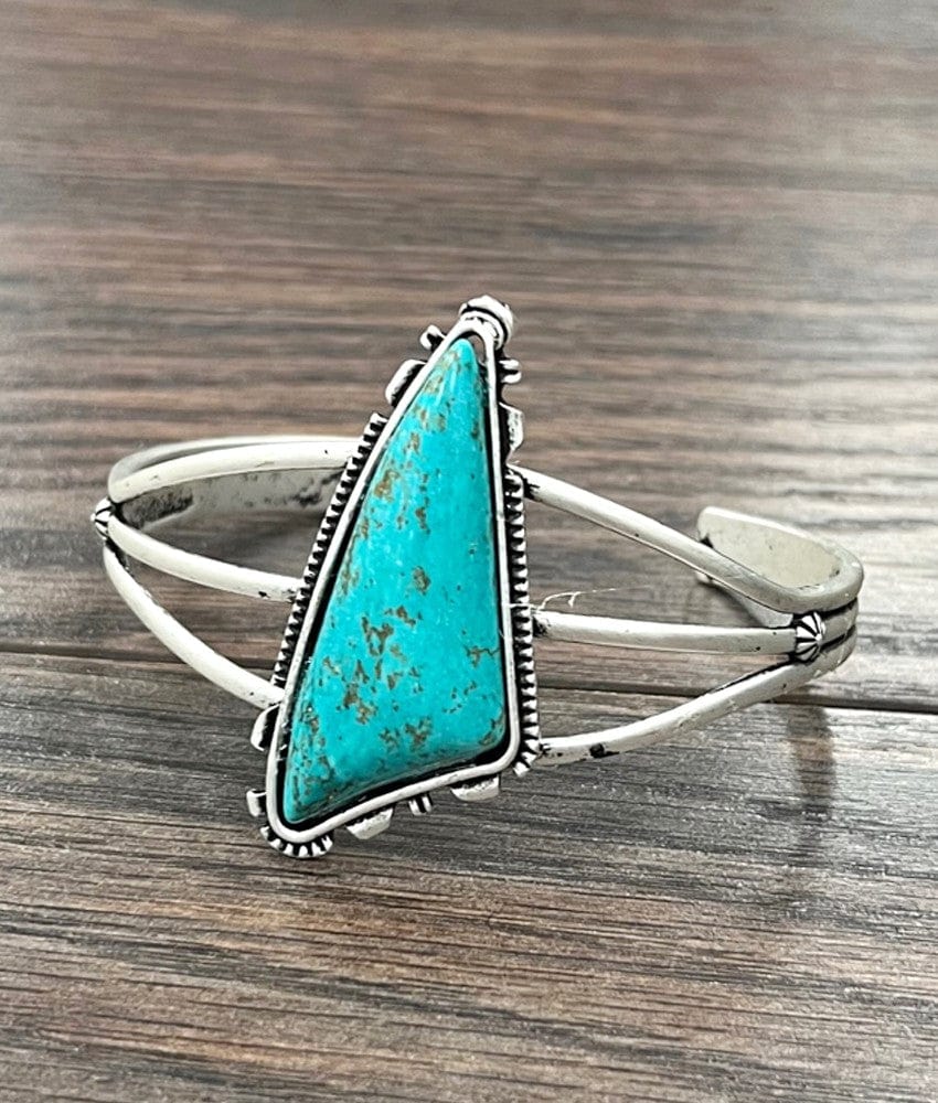 Turquoise Brass Cuff Bracelet - Infinity Raine