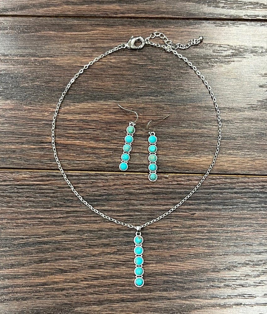 Bar Turquoise Necklace and Earring Set - Infinity Raine