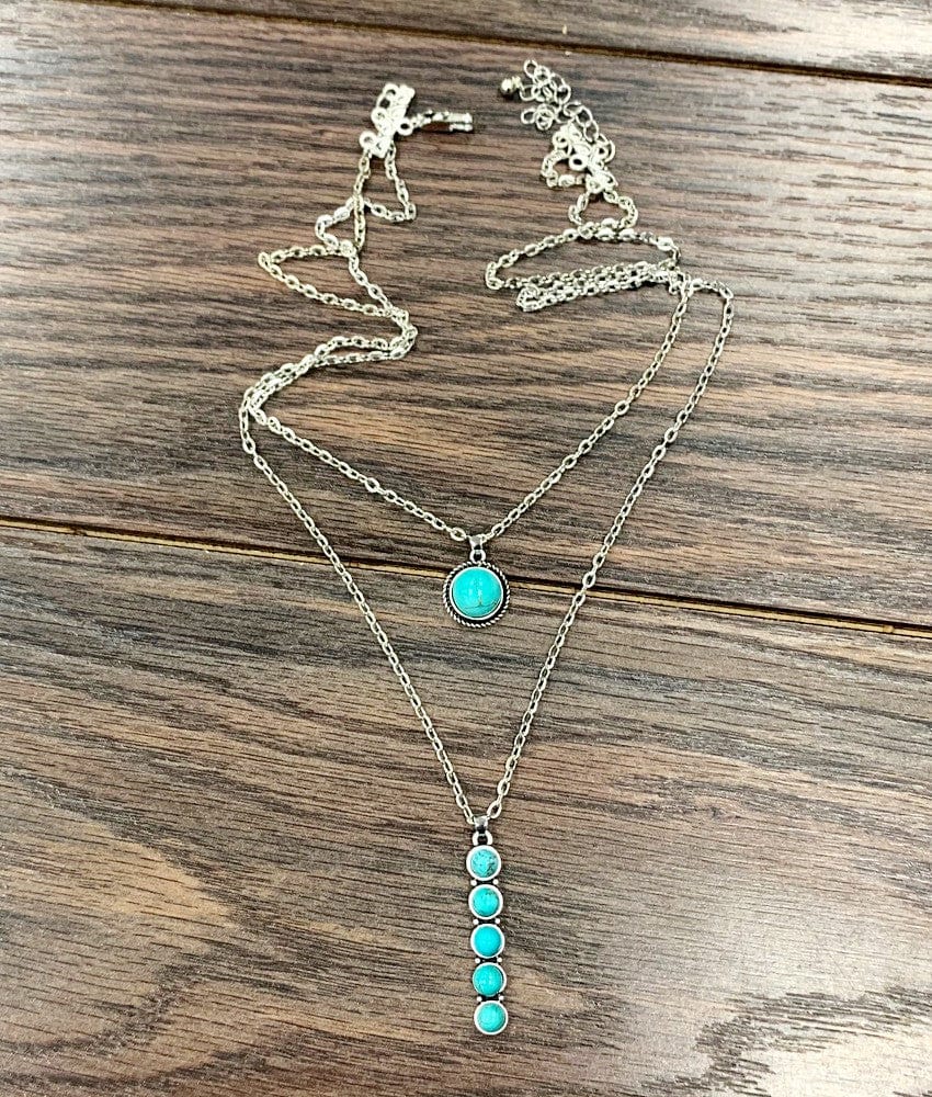 Double Layered Bar Turquoise Necklace - Infinity Raine