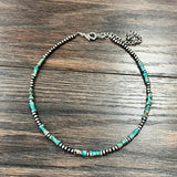 Handmade Navajo Beaded Gemstone Necklace In Turquoise - Infinity Raine