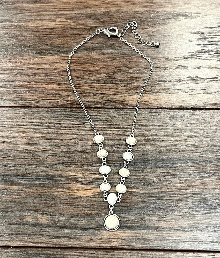 Handmade White Turquoise Stud Necklace - Infinity Raine